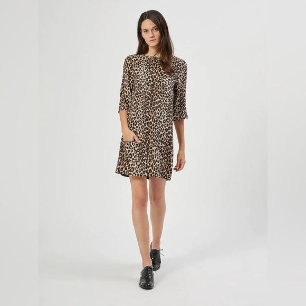 Femme equipment leopard print silk shift dress - Picture 2 of 13